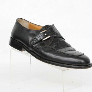 Caporicci Black Genuine Crocodile Monk Strap Loafer Shoes Mens 13 Italy Dress